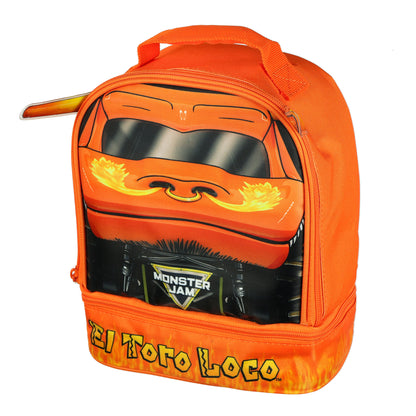 Monster Jam Lunch Box El Toro Loco Dual-Compartment Insulated Tote Bag 10"