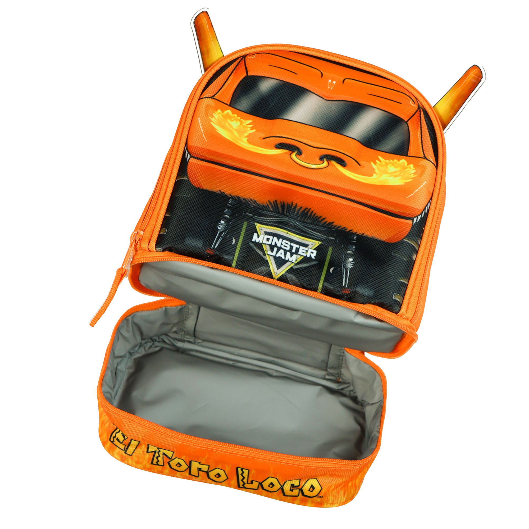 Monster Jam Lunch Box El Toro Loco Dual-Compartment Insulated Tote Bag 10"