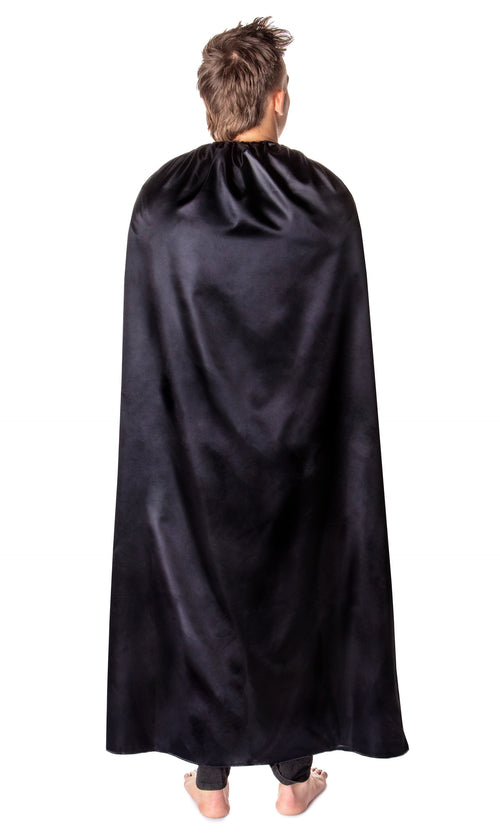 OSFM Black Satin Halloween Vampire Superhero Costume Cape for Men and Women with Adjustable Tie Neck