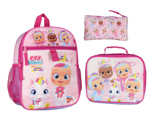 Cry Babies Magic Tears Characters Unicorn 3 PC Backpack Lunchbox Pencil Pouch