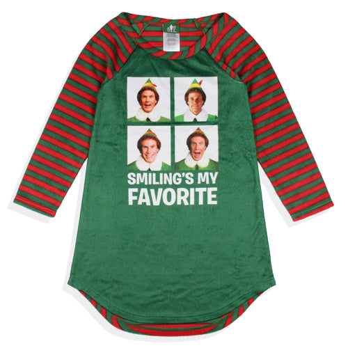 Elf The Movie Girl's Smiling's My Favorite Christmas Sleep Pajama Nightgown