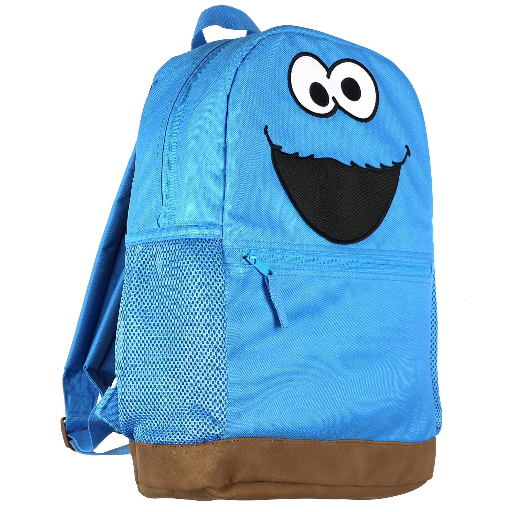 Sesame Street Backpack Cookie Monster 16" Book Bag with Keychain Cookie Pouch
