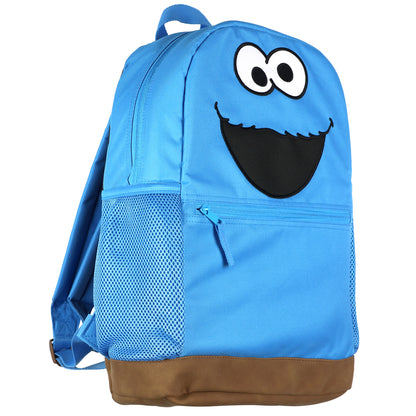 Sesame Street Backpack Cookie Monster 16" Book Bag with Keychain Cookie Pouch