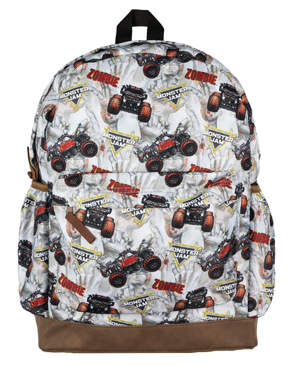 Monster Jam Zombie Backpack All Over Design 16" Book Bag School