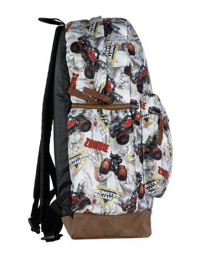 Monster Jam Zombie Backpack All Over Design 16" Book Bag School