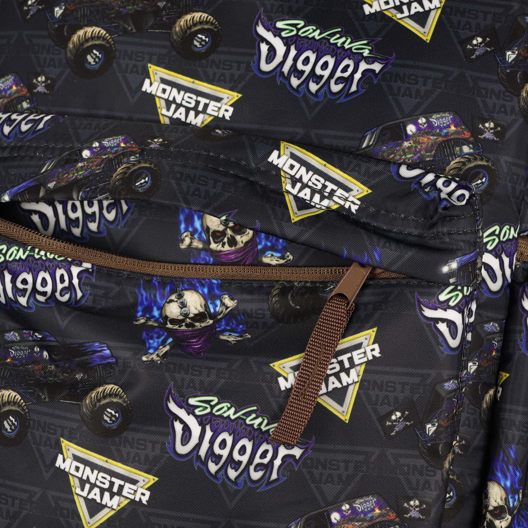 Monster Jam Backpack Allover Son-Uva Digger Print Design 16" Book Bag