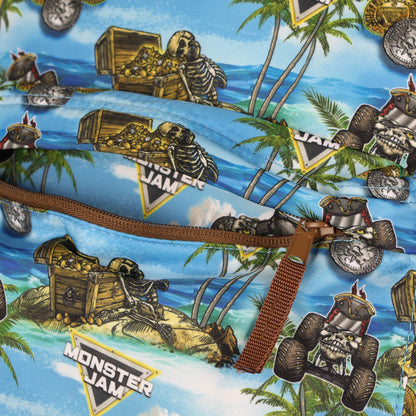 Monster Jam Backpack Pirate Curse All Over Design 16" Book Bag School