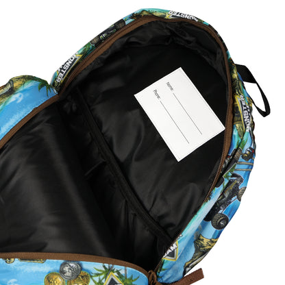 Monster Jam Backpack Pirate Curse All Over Design 16" Book Bag School