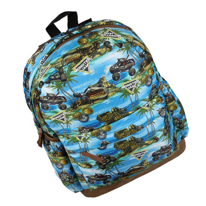 Monster Jam Backpack Pirate Curse All Over Design 16" Book Bag School