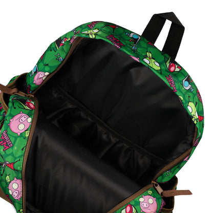 Invader Zim Backpack Piggy GIR and ZIM All-Over Design 16" with Adjustable Straps