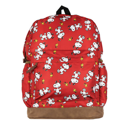 Peanuts Snoopy & Woodstock  Backpack Dancing Friend All-Over Design 16" Book Bag
