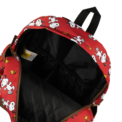 Peanuts Snoopy & Woodstock  Backpack Dancing Friend All-Over Design 16" Book Bag