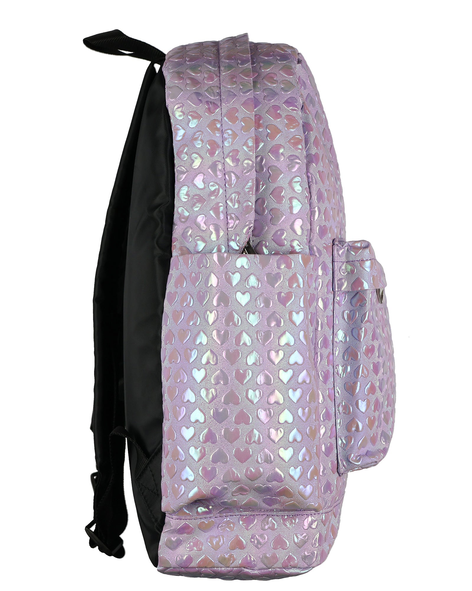 PJammy Iridescent Lilac Hearts Backpack All-Over Design 16" Book Bag School