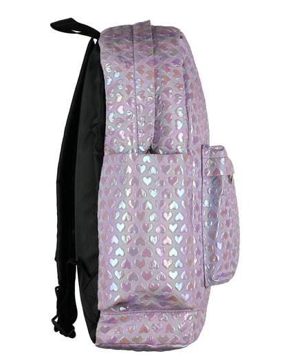 PJammy Iridescent Lilac Hearts Backpack All-Over Design 16" Book Bag School