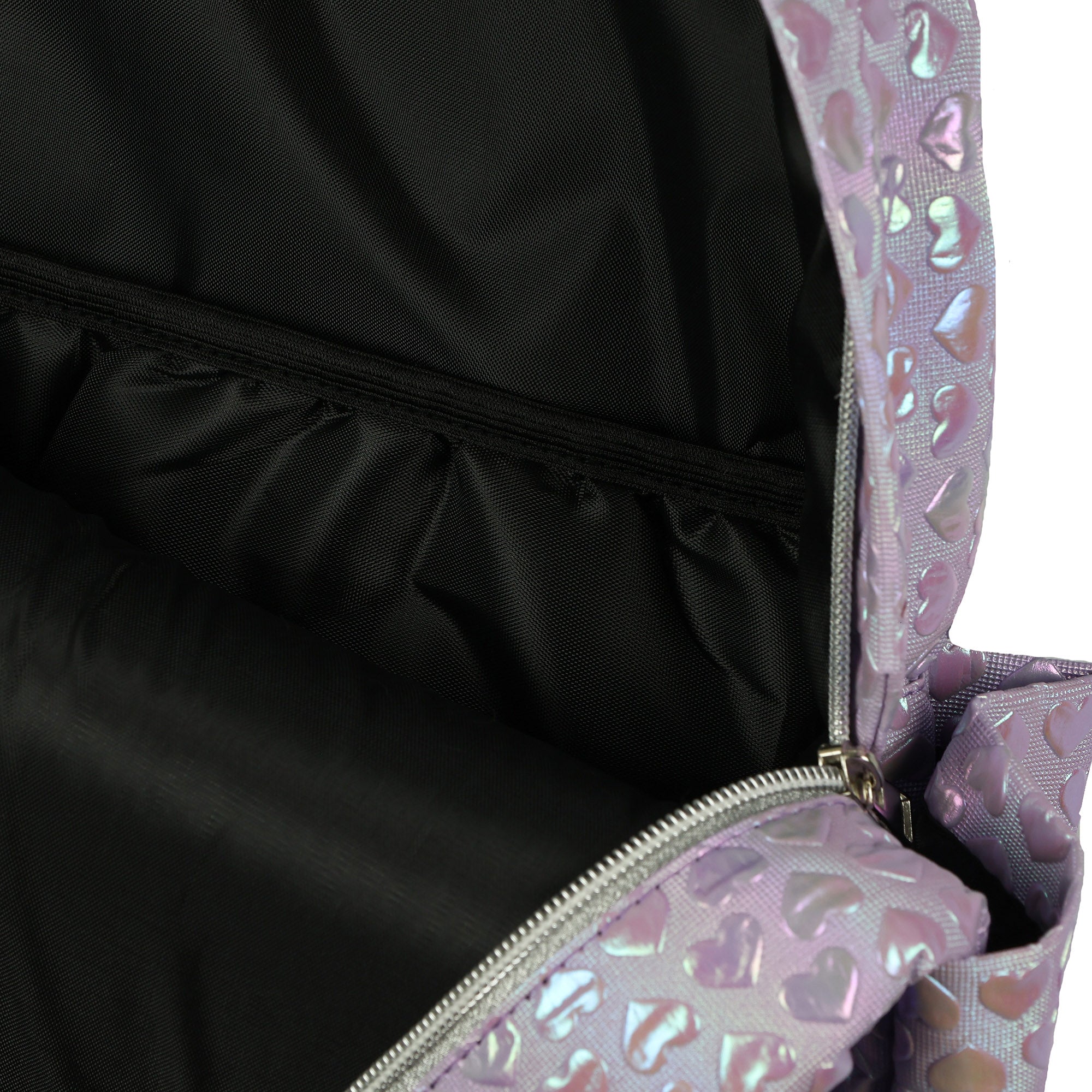 PJammy Iridescent Lilac Hearts Backpack All-Over Design 16" Book Bag School