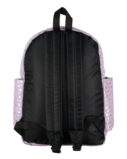 PJammy Iridescent Lilac Hearts Backpack All-Over Design 16" Book Bag School