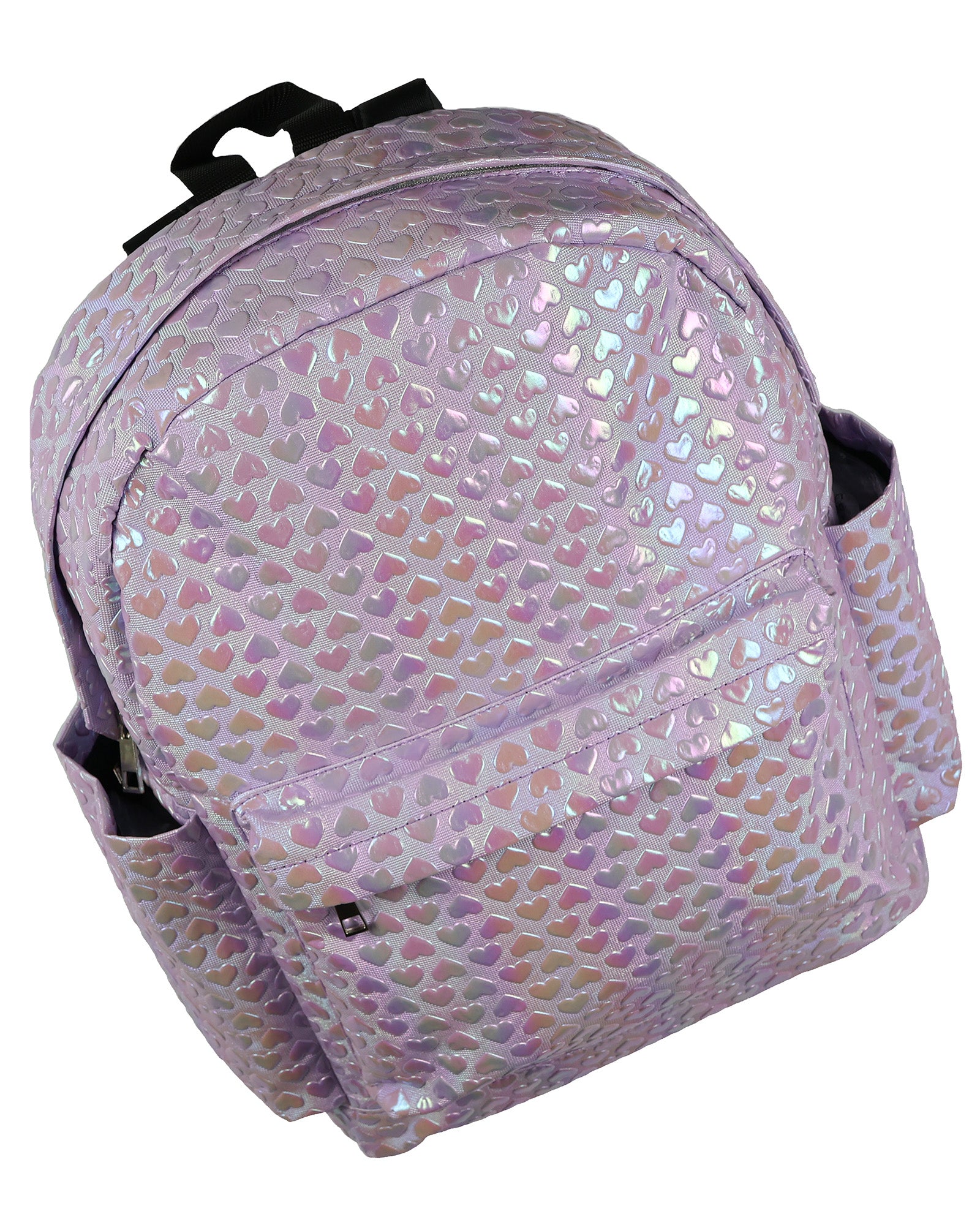 PJammy Iridescent Lilac Hearts Backpack All-Over Design 16" Book Bag School