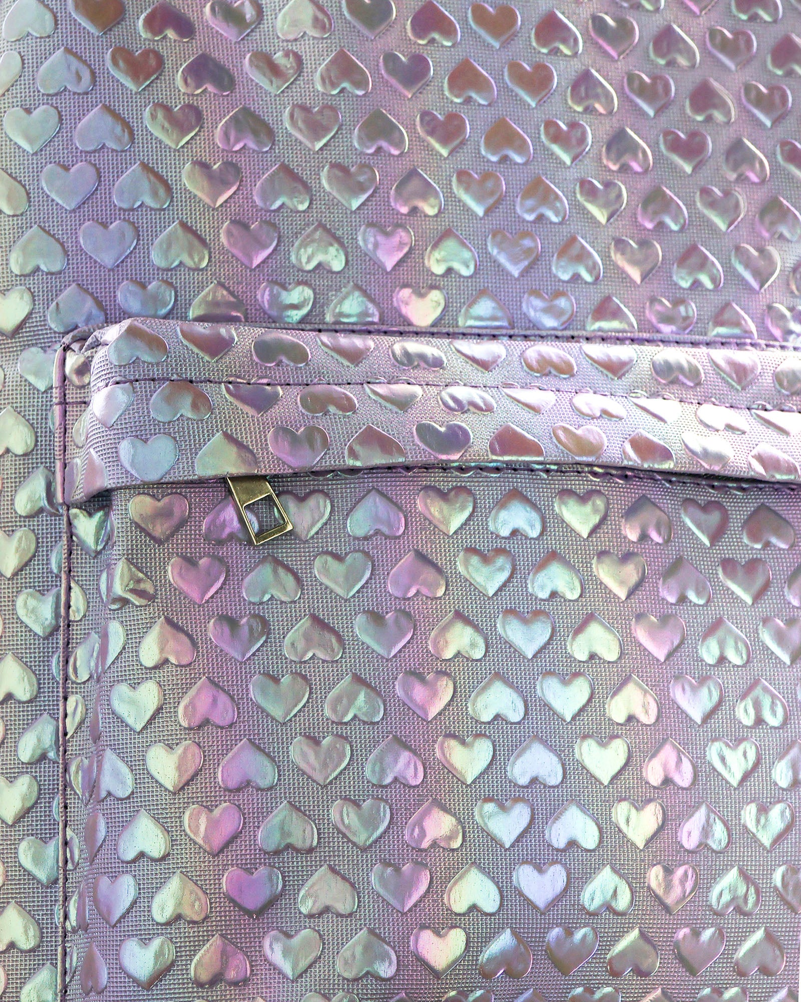 PJammy Iridescent Lilac Hearts Backpack All-Over Design 16" Book Bag School