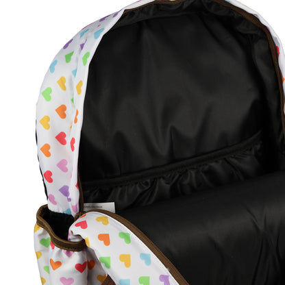 PJammy Rainbow Hearts Backpack All-Over Design 16" Book Bag School