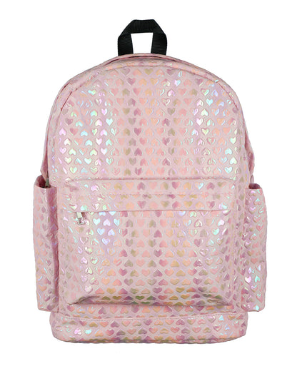 PJammy Iridescent Pink Hearts Backpack All-Over Design 16" Book Bag School