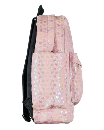 PJammy Iridescent Pink Hearts Backpack All-Over Design 16" Book Bag School