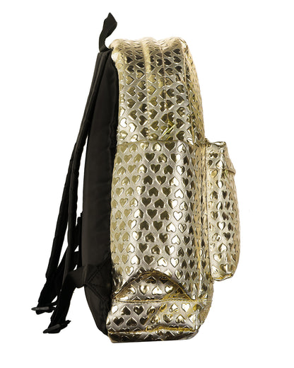 PJammy Iridescent Gold Hearts Backpack All-Over Design 16" Book Bag