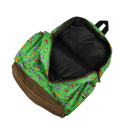 Sesame Street Oscar The Grouch Backpack All-Over Design with Adjustable Straps