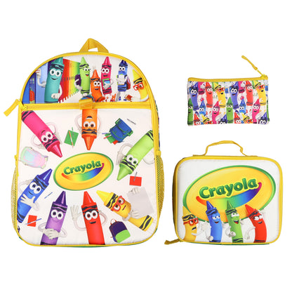 Crayola Crayon Crew Backpack 3-Piece Set with Detachable Lunch Box Pencil Case