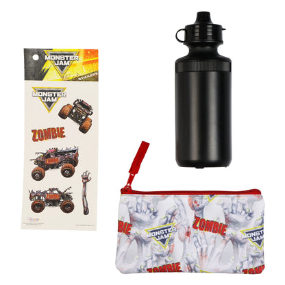 Monster Jam Zombie 5-Piece 16" Backpack Set with Detachable Lunch Box Book Bag