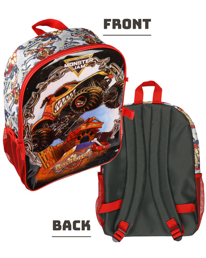Monster Jam Monster Mutt 5-Piece 16" Backpack Mega Set with Detachable Lunch Box