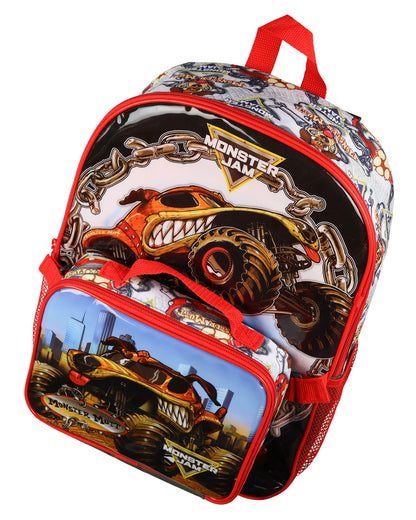 Monster Jam Monster Mutt 5-Piece 16" Backpack Mega Set with Detachable Lunch Box