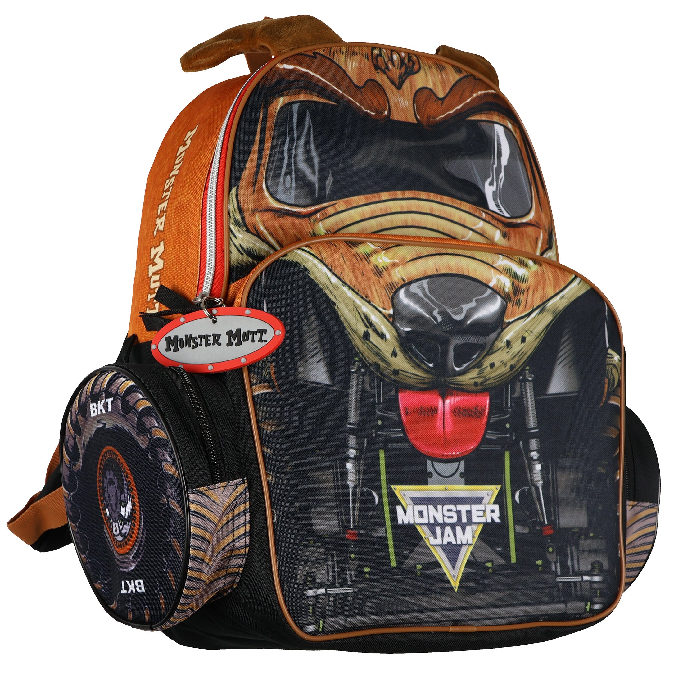 Monster Jam Backpack 16" Monster Mutt Top Dog Book Bag with 3D Ears