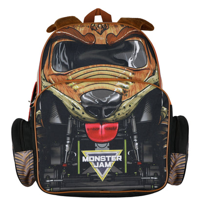 Monster Jam Backpack 16" Monster Mutt Top Dog Book Bag with 3D Ears