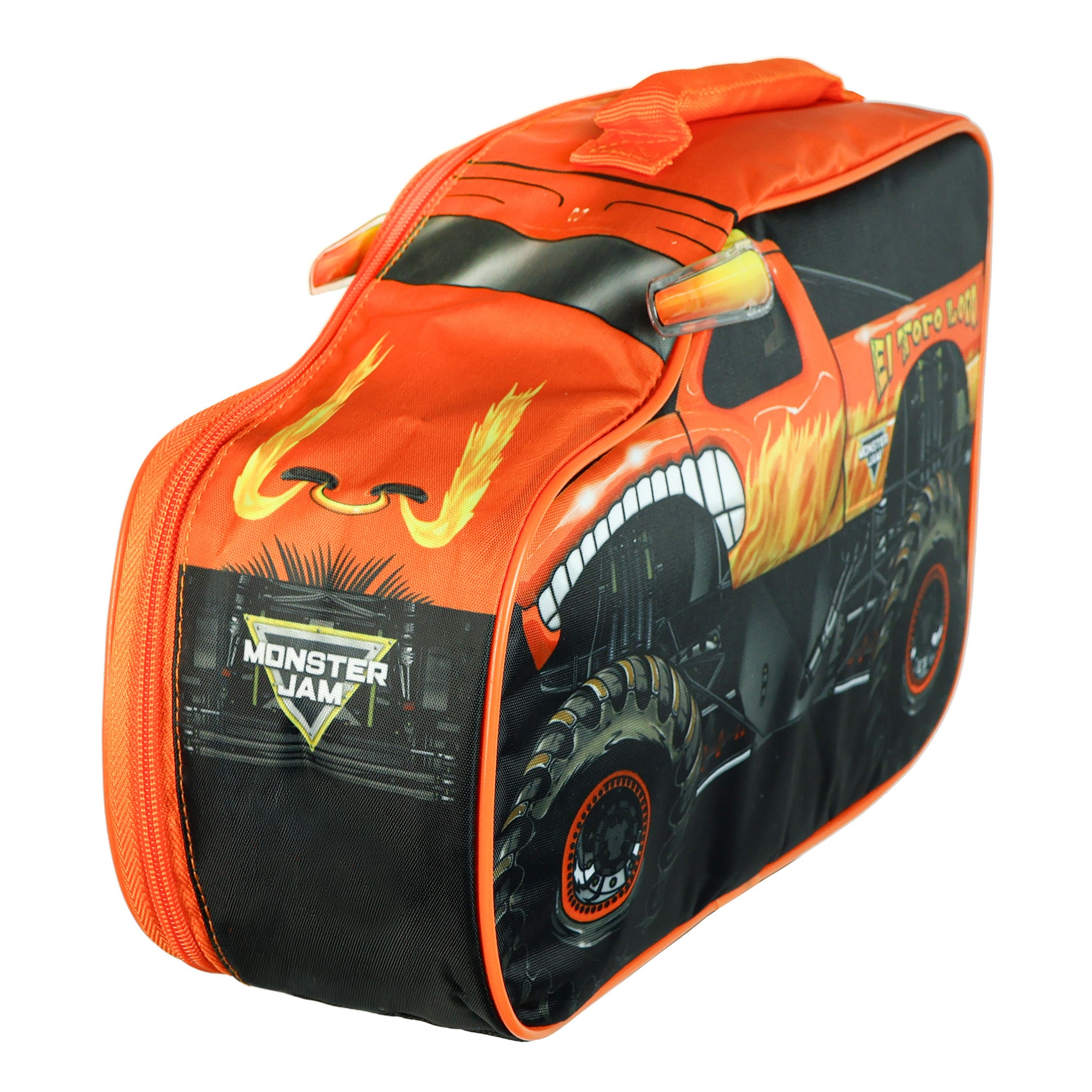 Monster Jam Lunch Box El Toro Loco 3D Insulated Full-Zip Soft Sided Tote Bag 13"