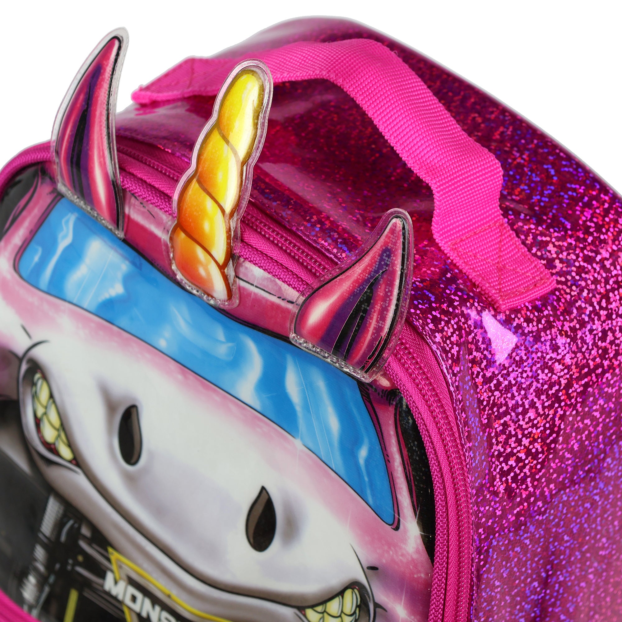 Monster Jam Lunch Box Sparkle Smash 10" Insulated Dual Compartment Tote Bag