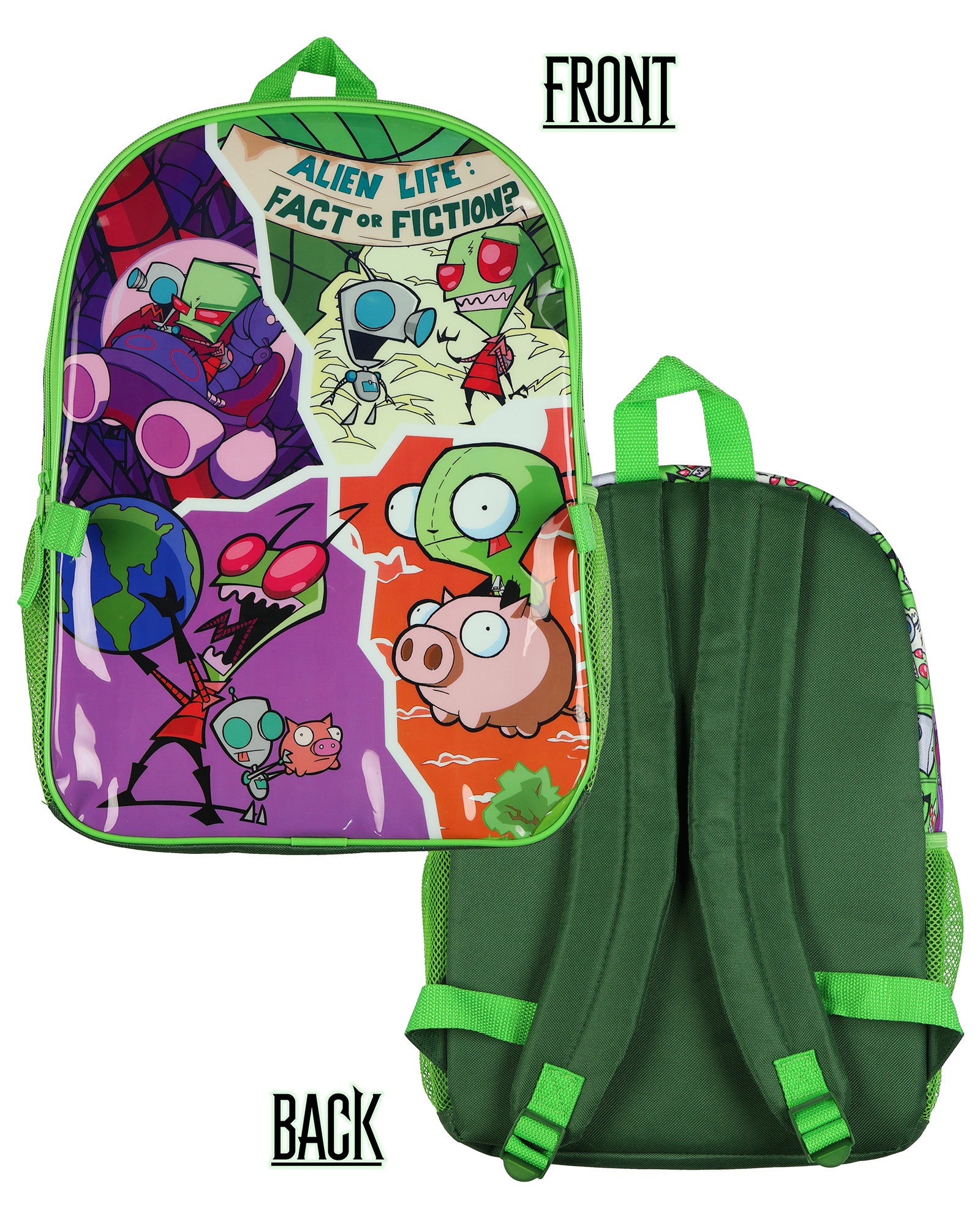 Nickelodeon Invader Zim 5-Piece Backpack with Lunch Box Pencil Case 16" Book Bag