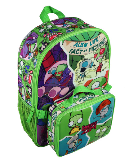 Nickelodeon Invader Zim 5-Piece Backpack with Lunch Box Pencil Case 16" Book Bag