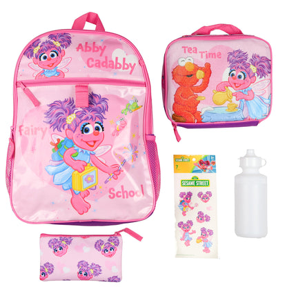 Sesame Street Abby Cadabby Fairy Tea Time 5 Piece Backpack Set with Lunch Box