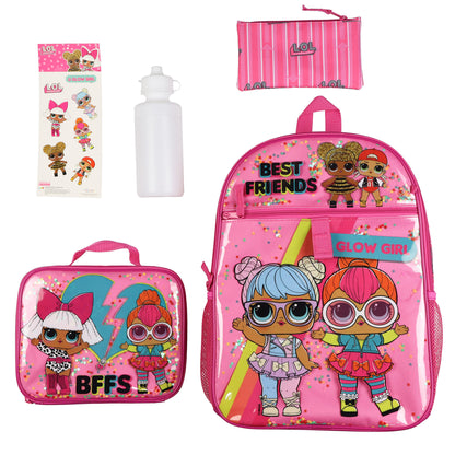 LOL Surprise! Backpack 16" You Glow Girl 5 Piece Set with Detachable Lunch Box