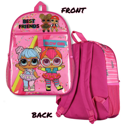LOL Surprise! Backpack 16" You Glow Girl 5 Piece Set with Detachable Lunch Box