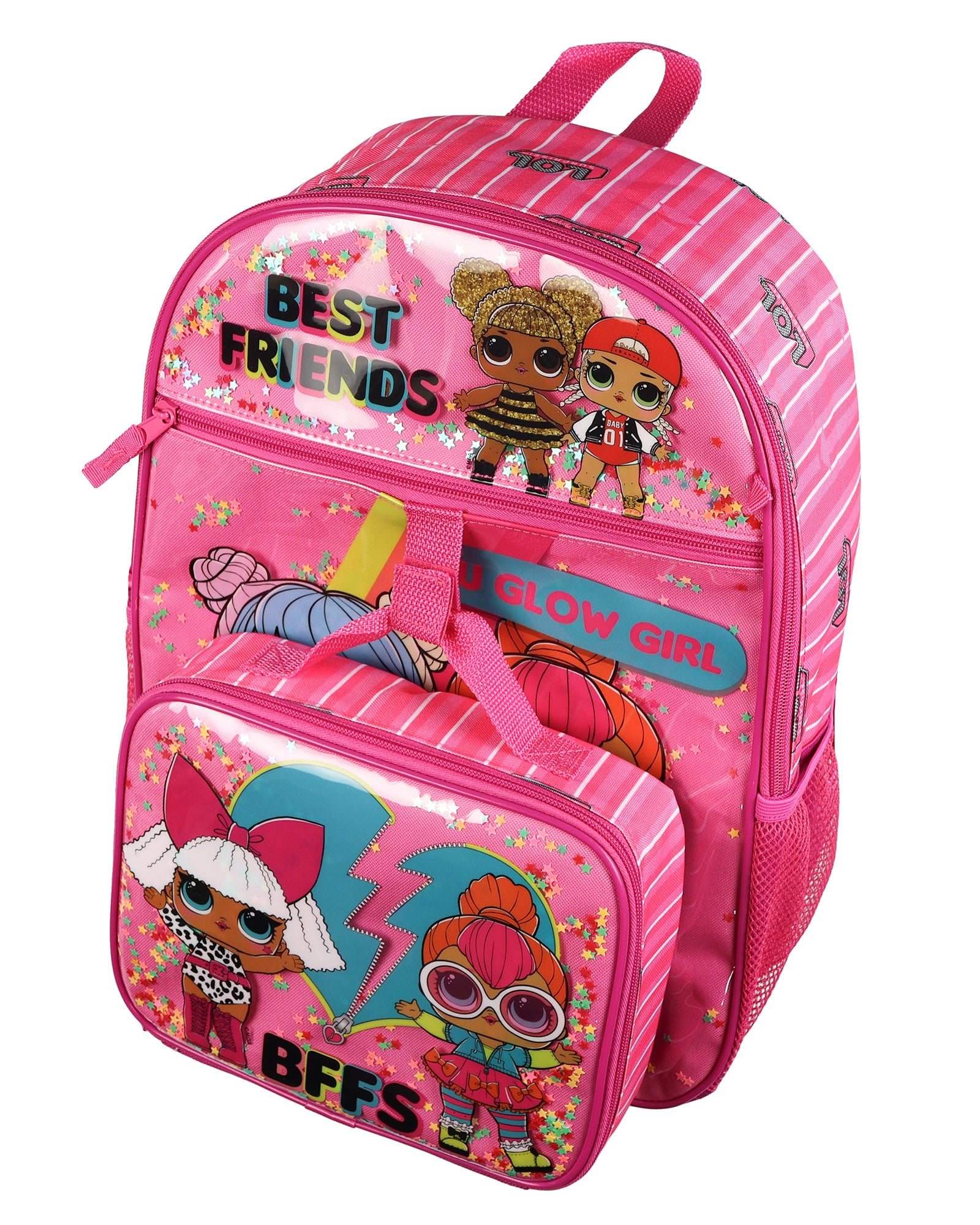 LOL Surprise! Backpack 16" You Glow Girl 5 Piece Set with Detachable Lunch Box