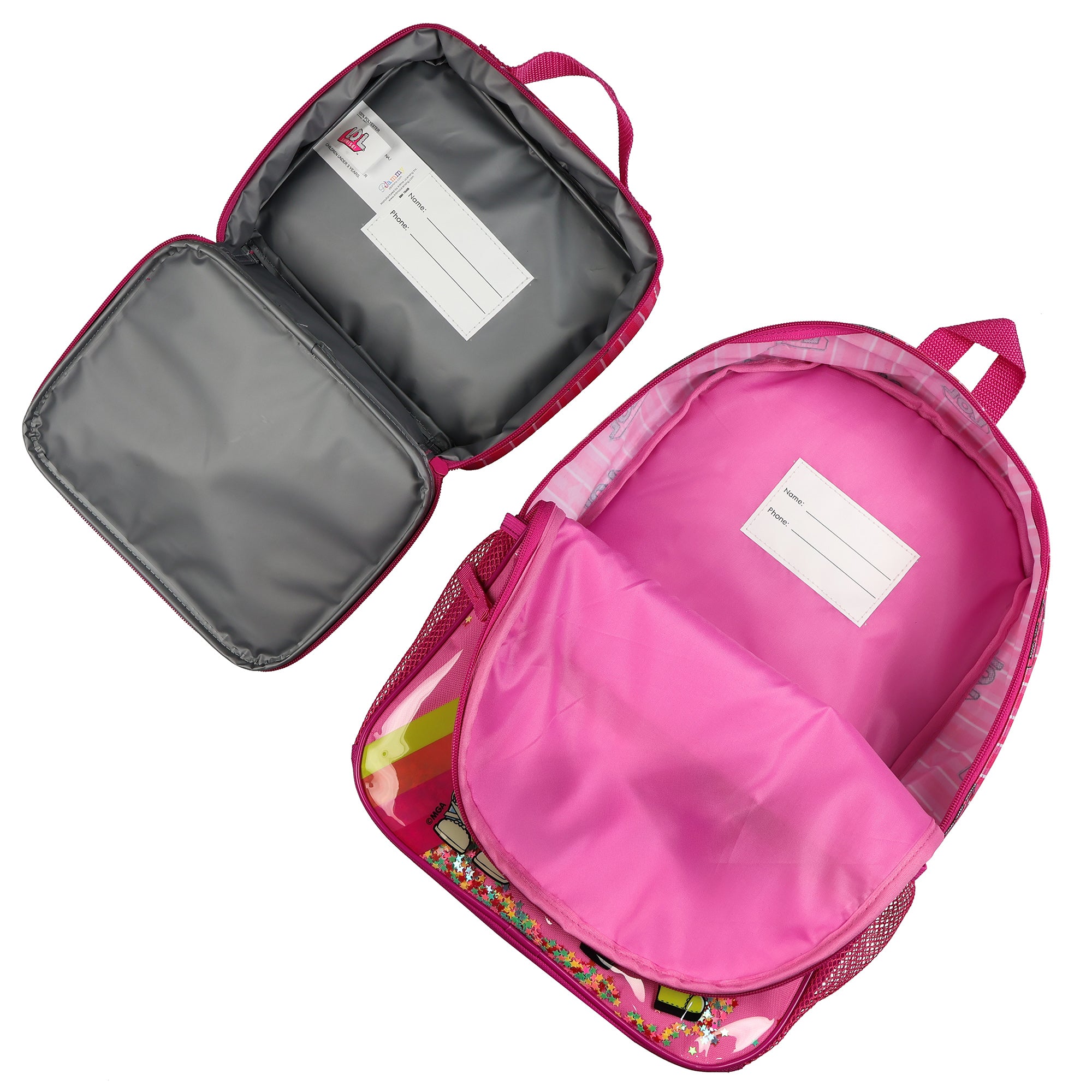 LOL Surprise! Backpack 16" You Glow Girl 5 Piece Set with Detachable Lunch Box