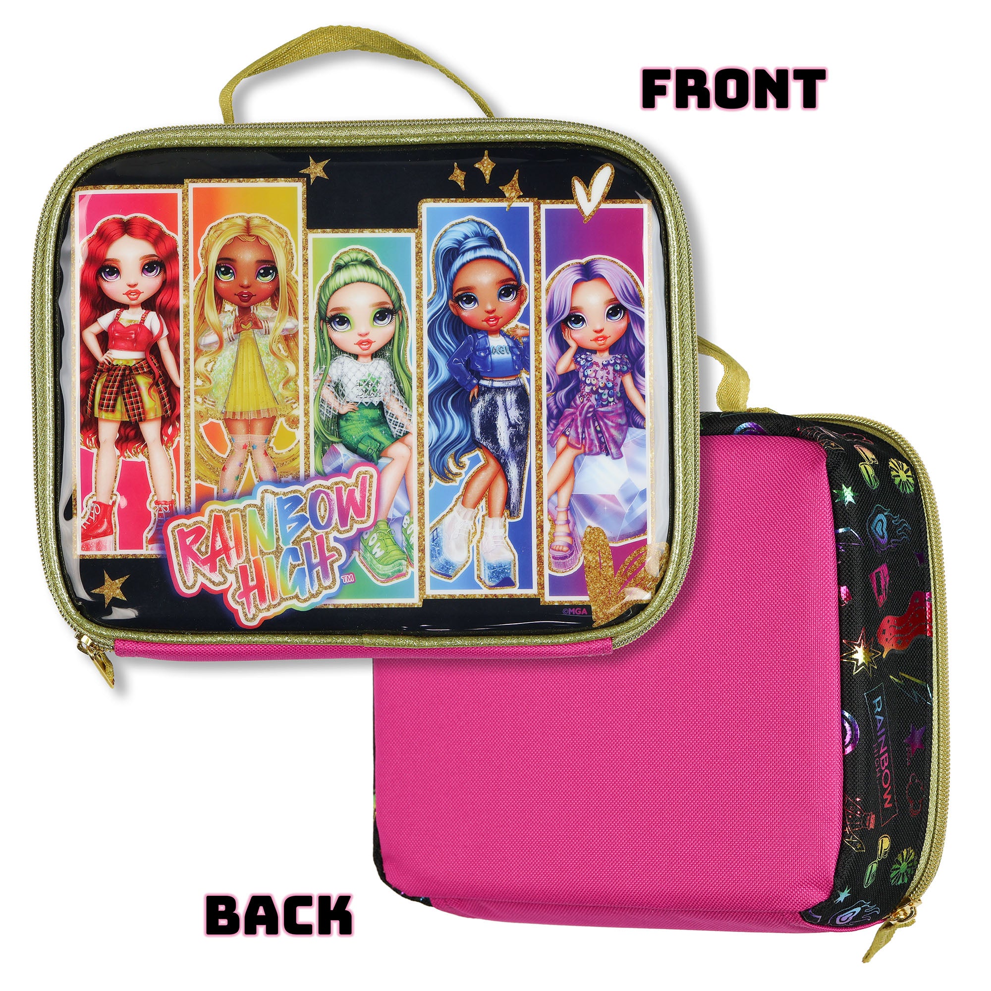 Rainbow High Backpack 16" Color Us Besties 5 Piece Set with Detachable Lunchbox