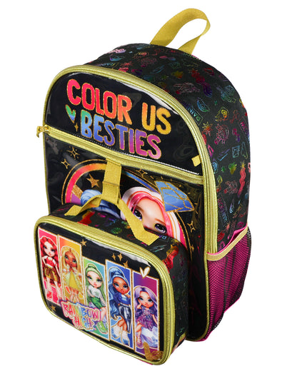 Rainbow High Backpack 16" Color Us Besties 5 Piece Set with Detachable Lunchbox