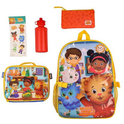 Daniel Tiger's Neighborhood Backpack 16" 5 Piece Set With Detachable Lunch Tote