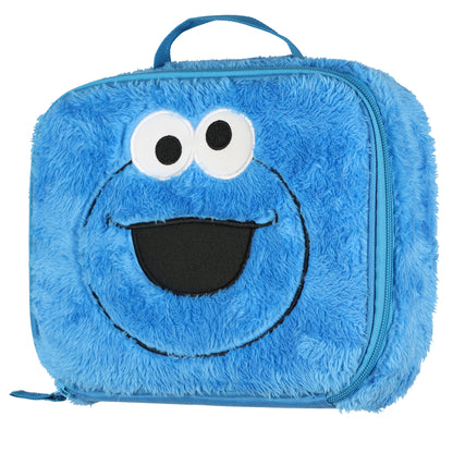 Sesame Street Cookie Monster Lunch Box 9" Fuzzy Character Face Insulated Bag