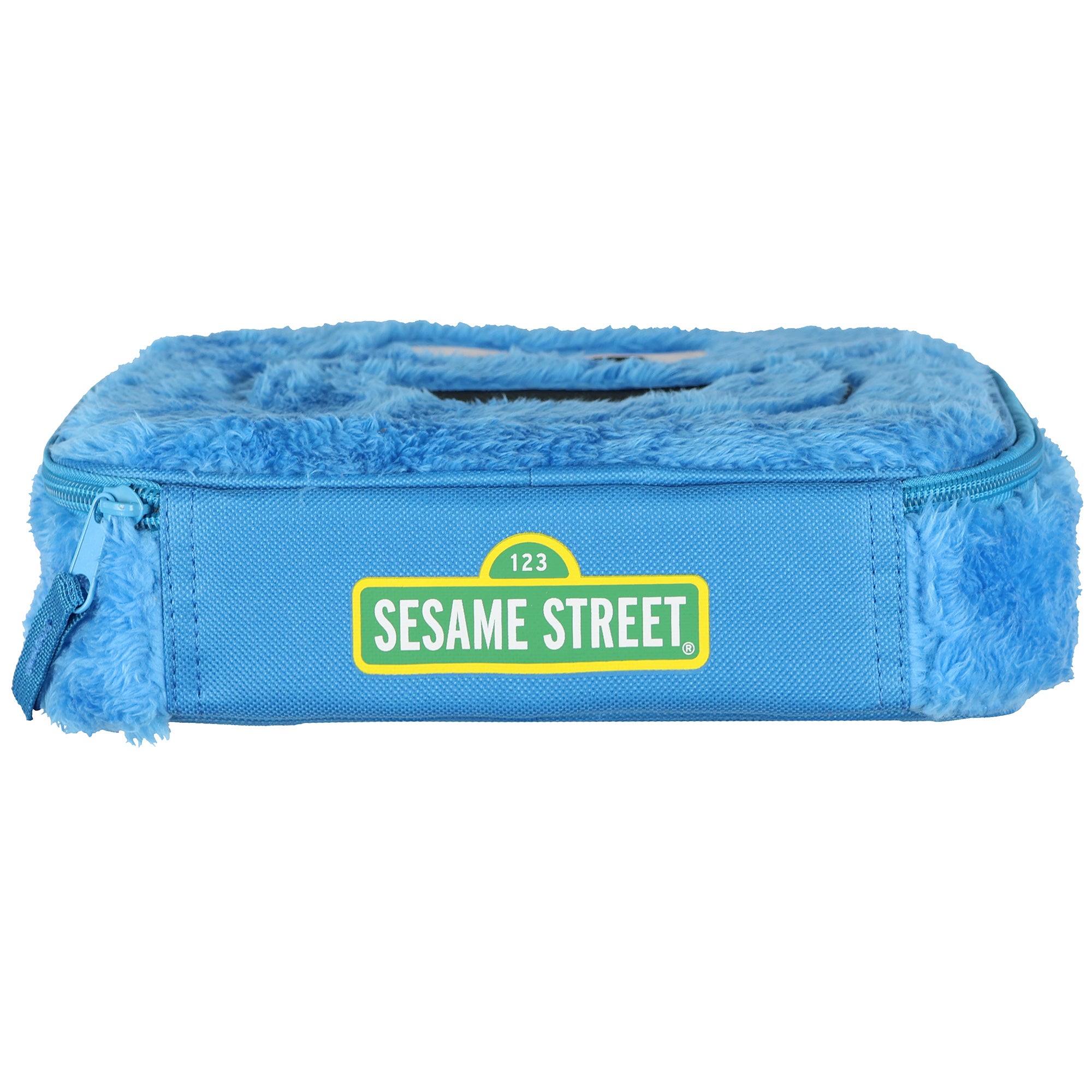 Sesame Street Cookie Monster Lunch Box 9" Fuzzy Character Face Insulated Bag