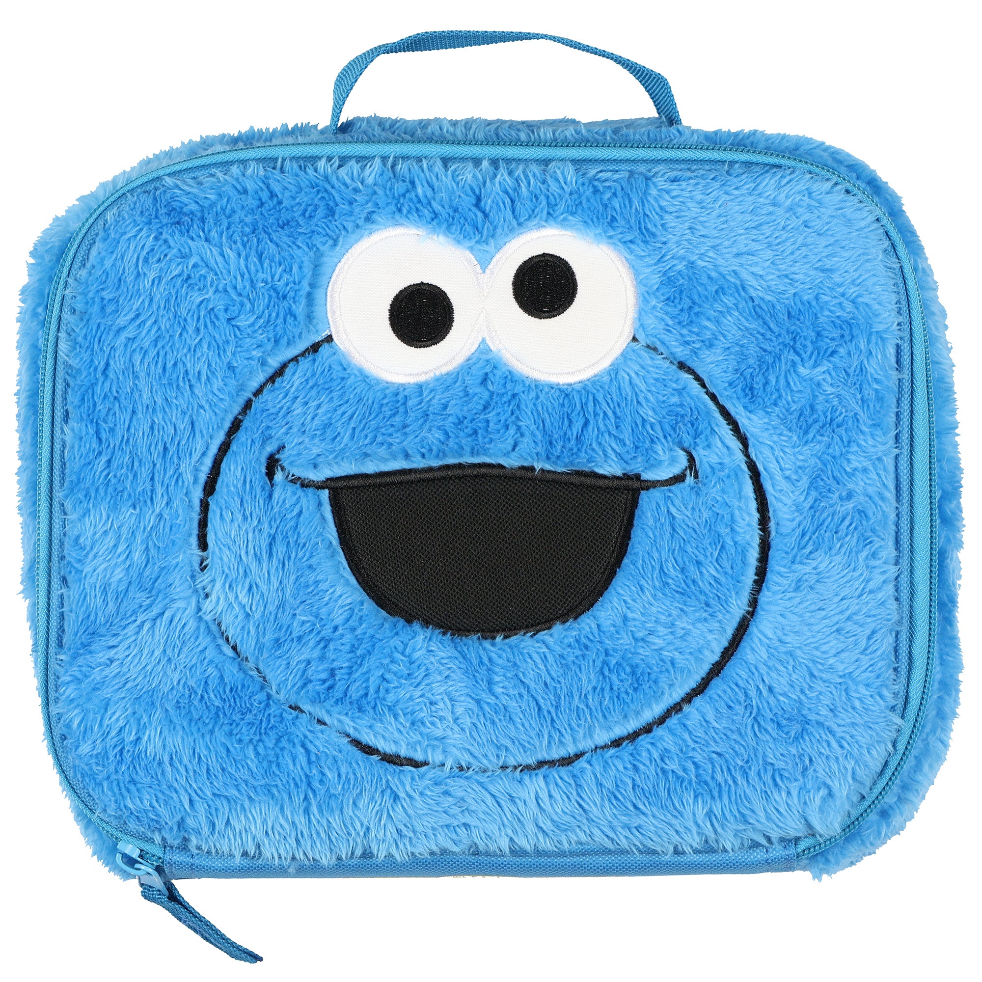 Sesame Street Cookie Monster Lunch Box 9" Fuzzy Character Face Insulated Bag