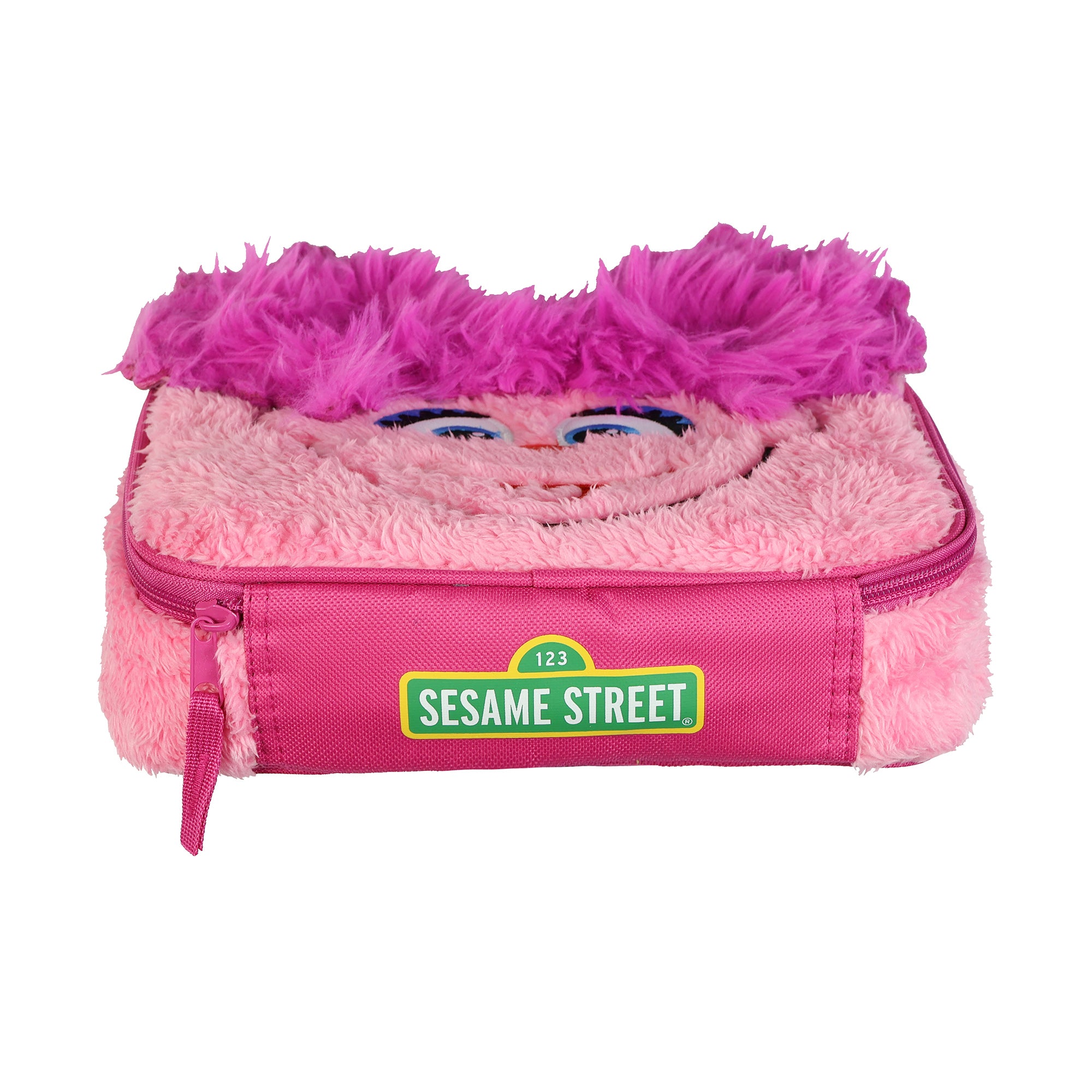 Sesame Street Abby Cadabby Lunch Box 9" Fuzzy Character Face Insulated Bag