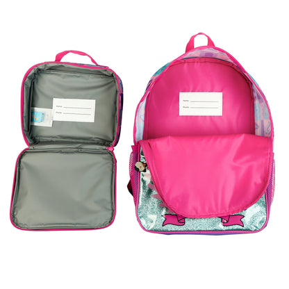 Squishmallows Backpack 16" Squad 5 Piece Set Bookbag with Detachable Lunch Box